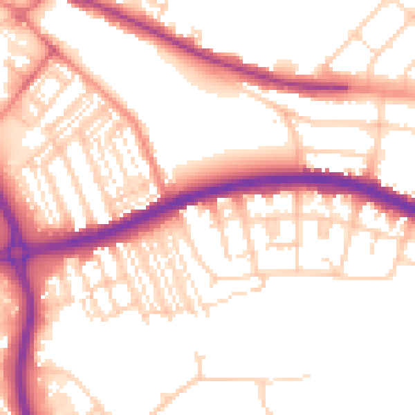 Daytime road noise heatmap for DN4 5BY