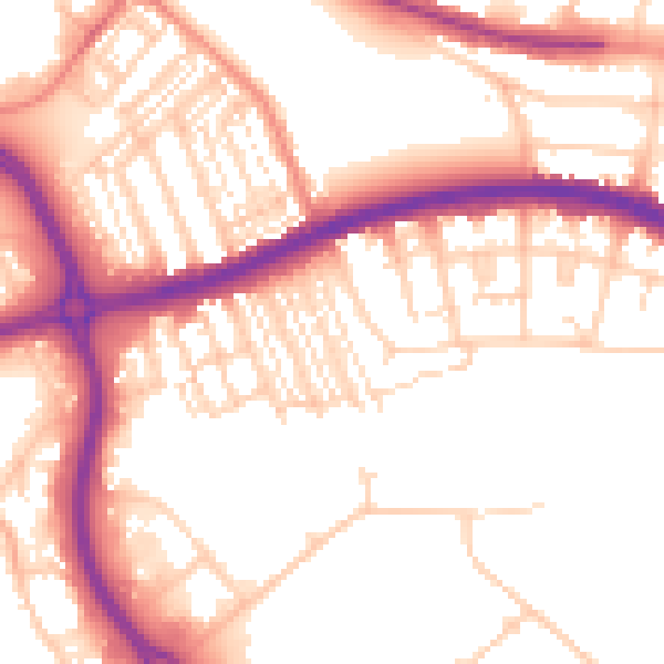 Daytime road noise heatmap for DN4 5BZ