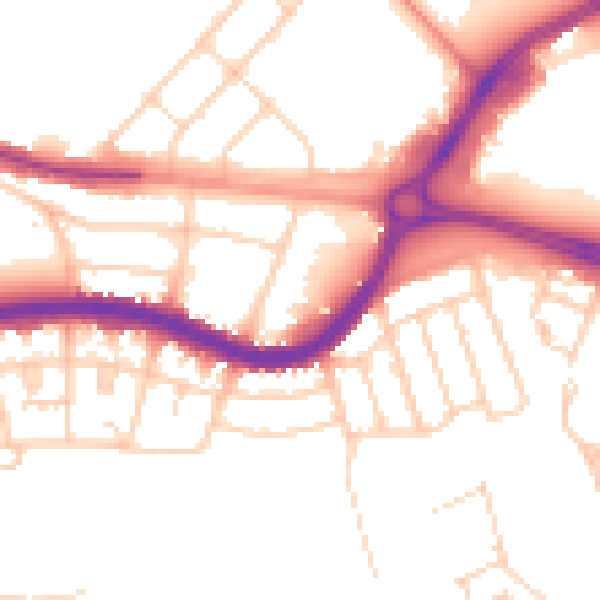 Daytime road noise heatmap for DN4 5DL
