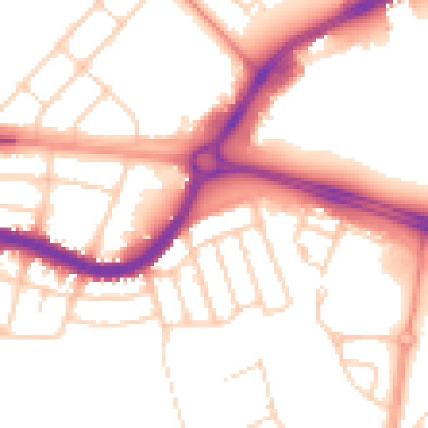 Daytime road noise heatmap for DN4 5DX