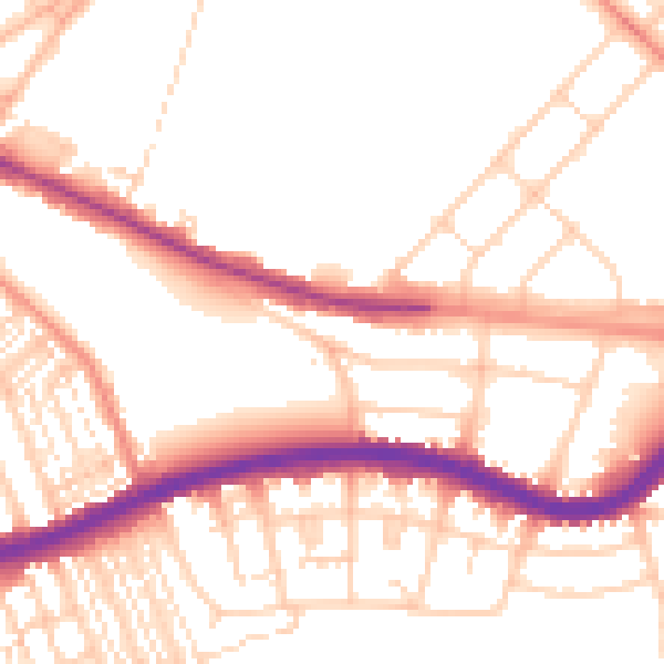 Daytime road noise heatmap for DN4 5EZ