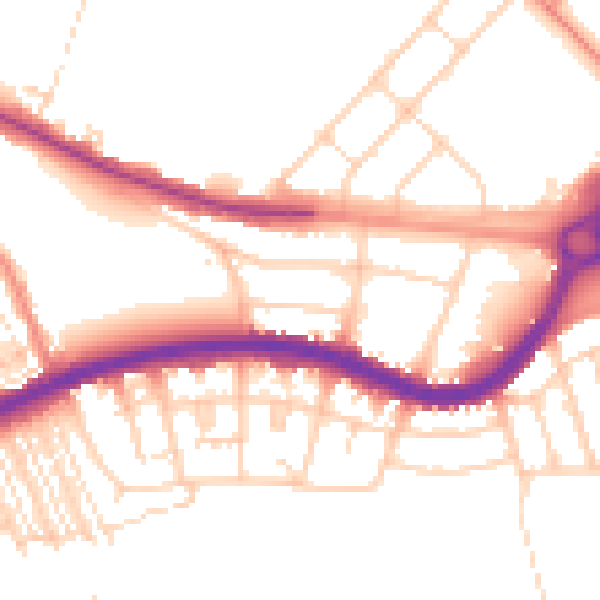 Daytime road noise heatmap for DN4 5HB