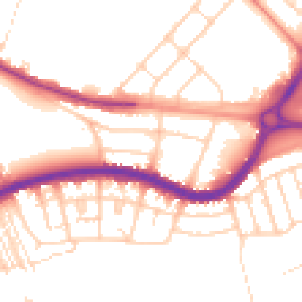Daytime road noise heatmap for DN4 5HE