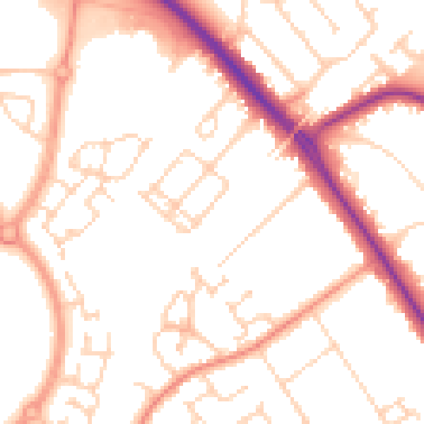 Daytime road noise heatmap for DN4 5LS