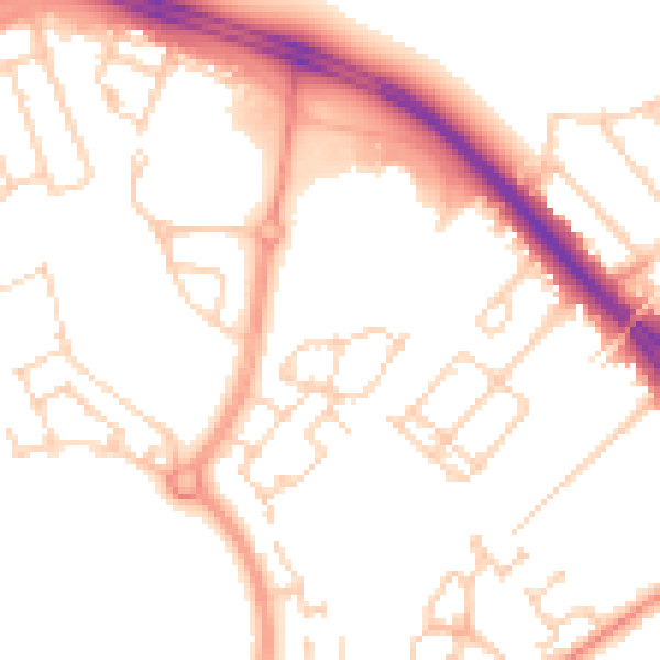 Daytime road noise heatmap for DN4 5QF