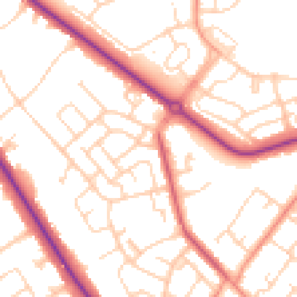 Daytime road noise heatmap for DN4 6AT