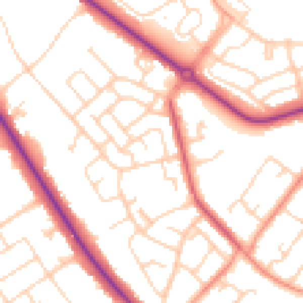 Daytime road noise heatmap for DN4 6BQ