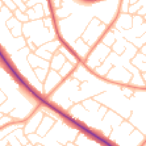 Daytime road noise heatmap for DN4 6BW