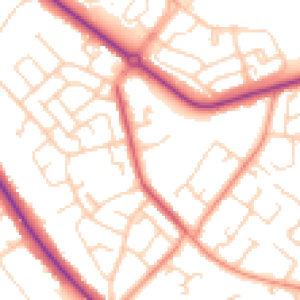 Daytime road noise heatmap for DN4 6BY