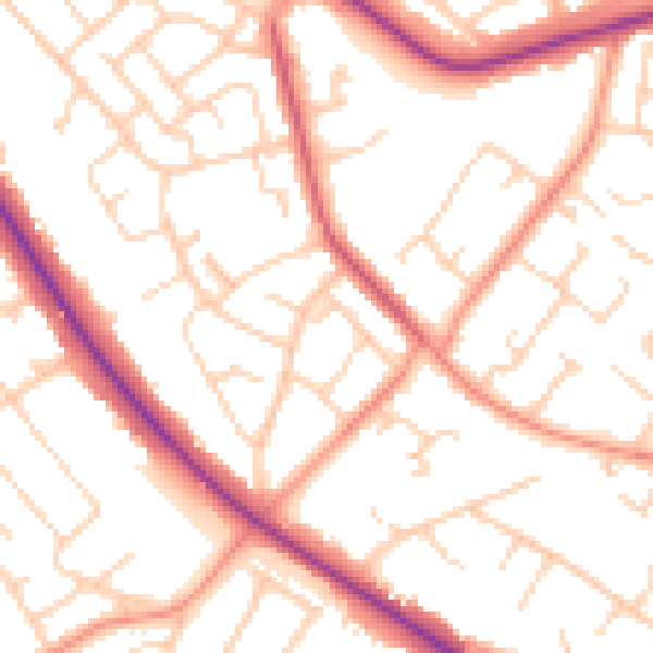 Daytime road noise heatmap for DN4 6DQ