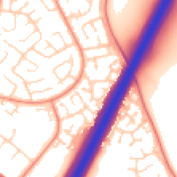 Daytime road noise heatmap for DN4 6ES