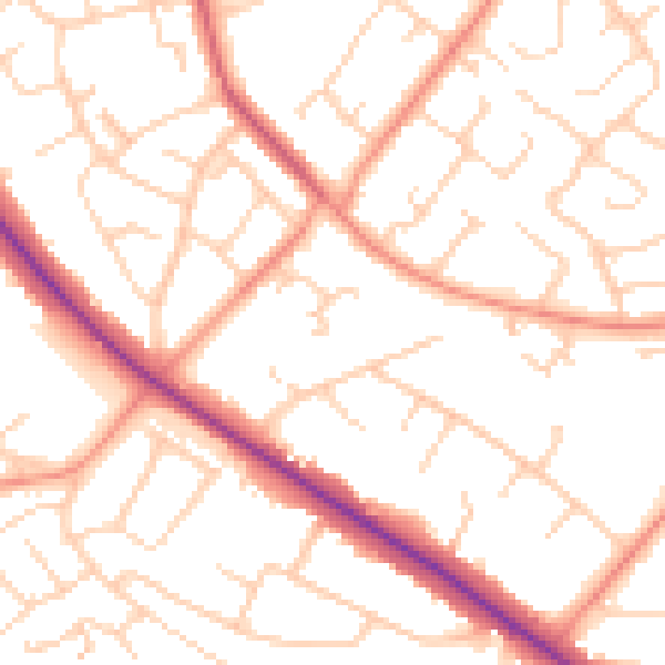 Daytime road noise heatmap for DN4 6FD