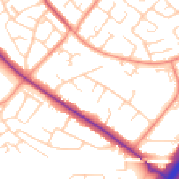 Daytime road noise heatmap for DN4 6FF