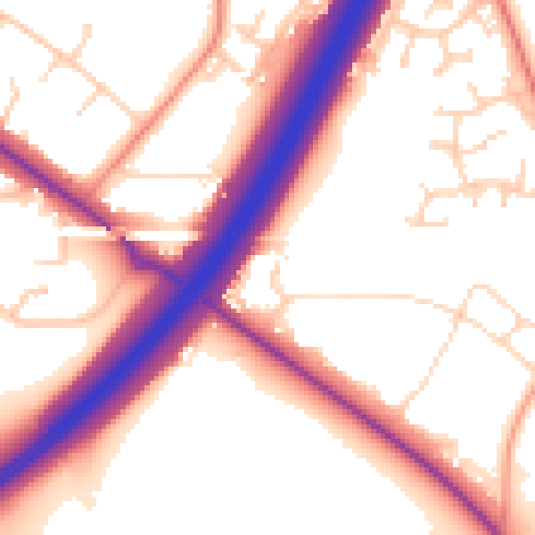 Daytime road noise heatmap for DN4 6LU