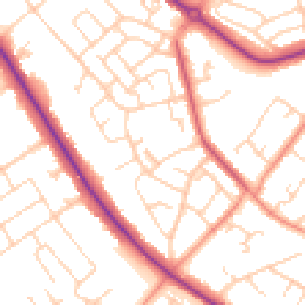 Daytime road noise heatmap for DN4 6LY