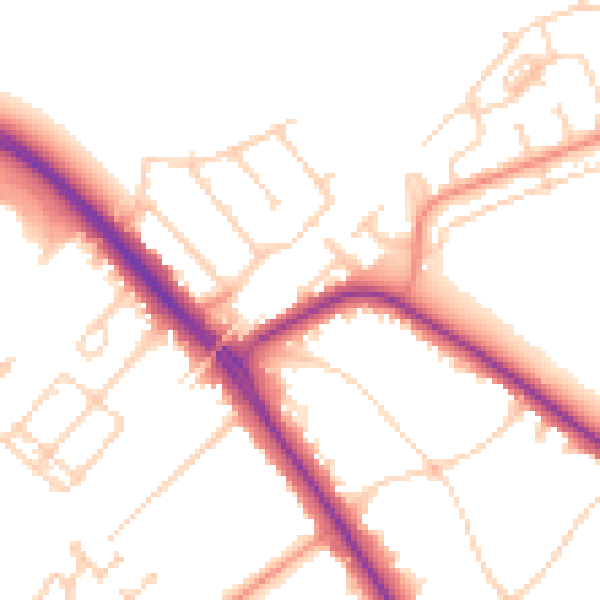 Daytime road noise heatmap for DN4 6NA