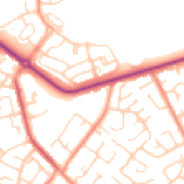 Daytime road noise heatmap for DN4 6PA