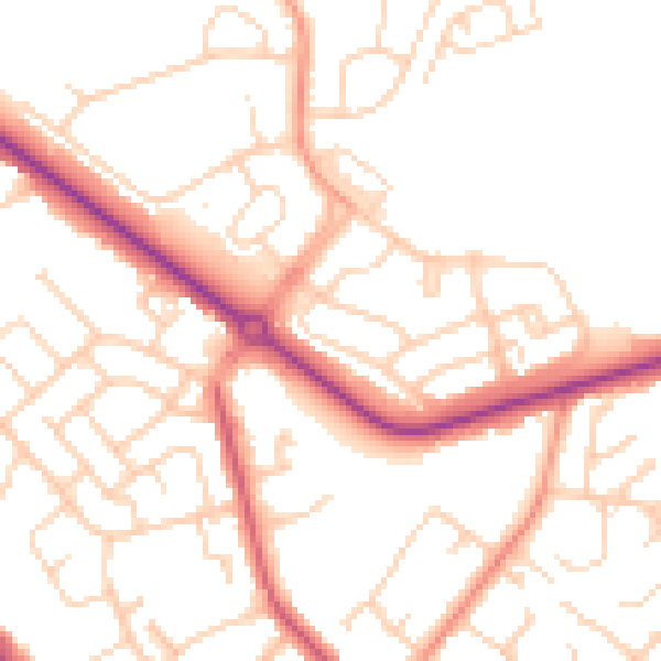 Daytime road noise heatmap for DN4 6PH