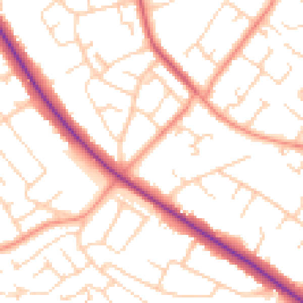 Daytime road noise heatmap for DN4 6QB