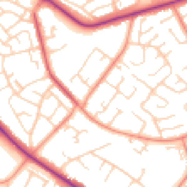 Daytime road noise heatmap for DN4 6QD