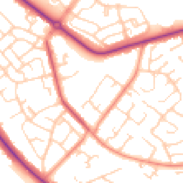 Daytime road noise heatmap for DN4 6QL
