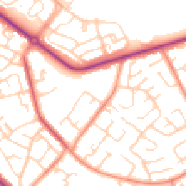 Daytime road noise heatmap for DN4 6QN