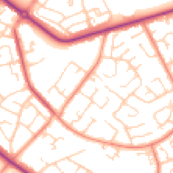 Daytime road noise heatmap for DN4 6QZ