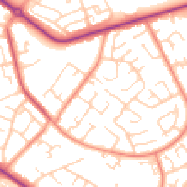Daytime road noise heatmap for DN4 6RA
