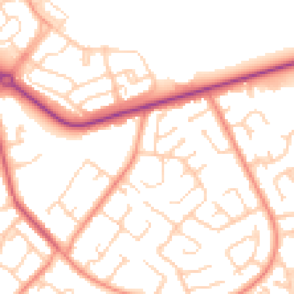 Daytime road noise heatmap for DN4 6RH