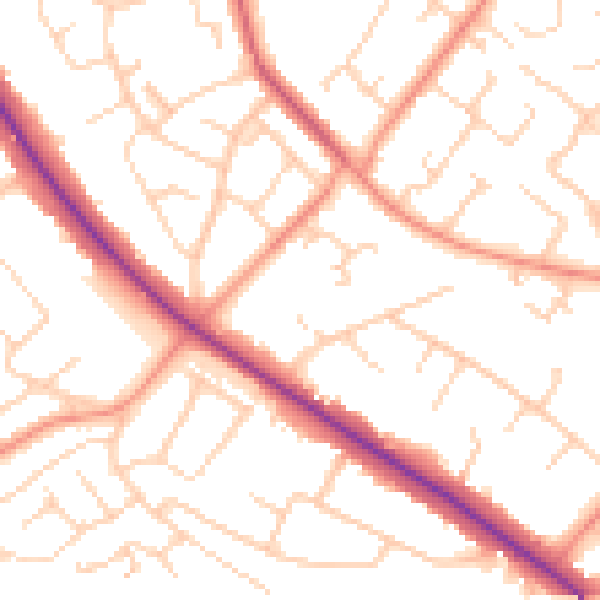 Daytime road noise heatmap for DN4 6SP
