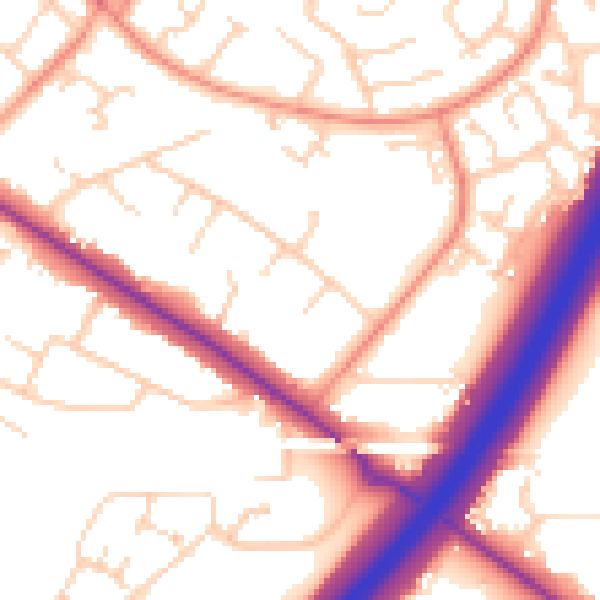 Daytime road noise heatmap for DN4 6SZ