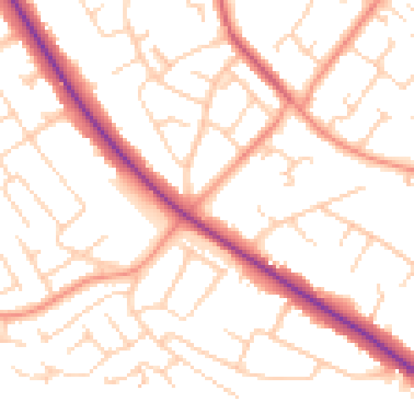 Daytime road noise heatmap for DN4 7AP