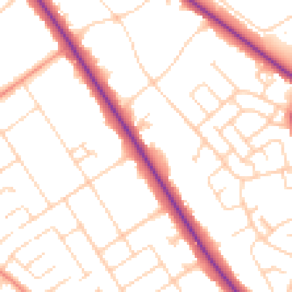 Daytime road noise heatmap for DN4 7AT