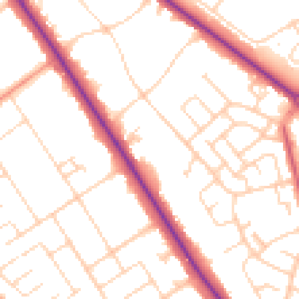 Daytime road noise heatmap for DN4 7AW