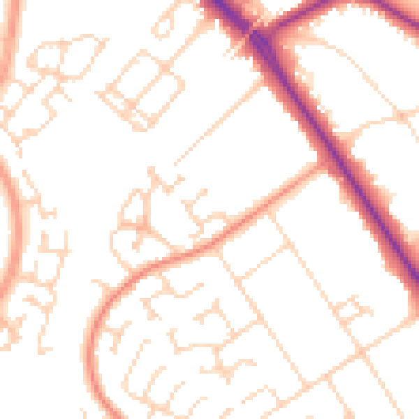 Daytime road noise heatmap for DN4 7BB