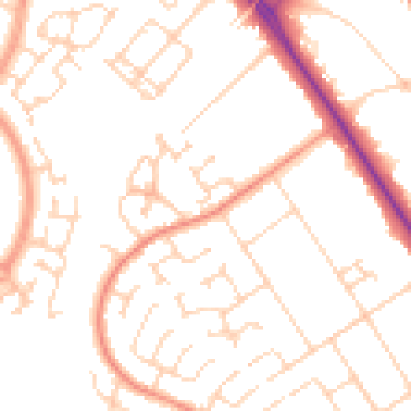 Daytime road noise heatmap for DN4 7BD