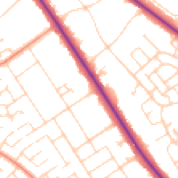 Daytime road noise heatmap for DN4 7BH