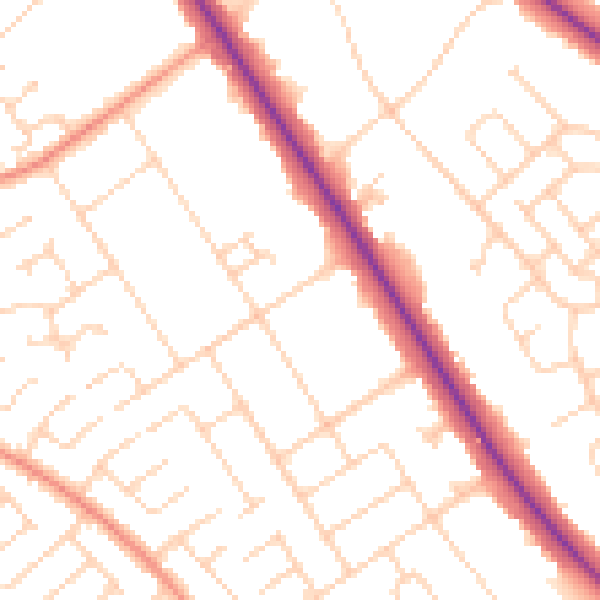 Daytime road noise heatmap for DN4 7BJ
