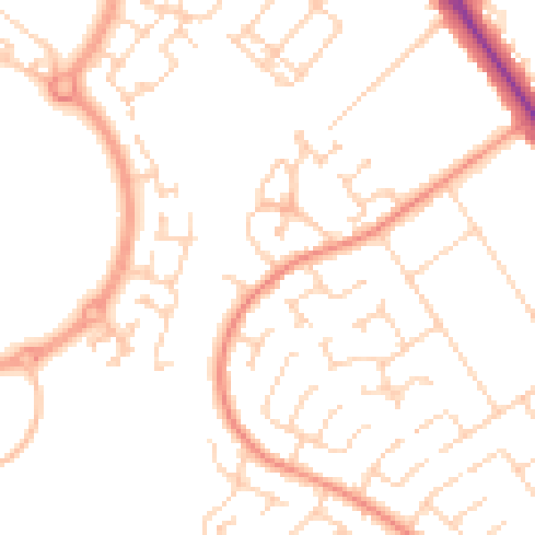 Daytime road noise heatmap for DN4 7DG