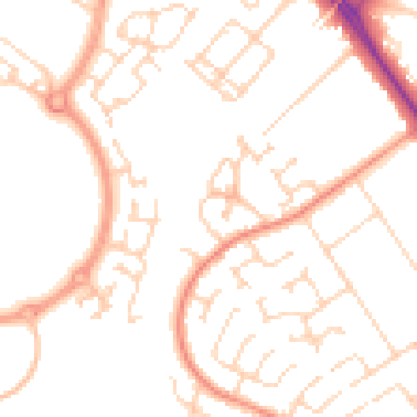 Daytime road noise heatmap for DN4 7DH