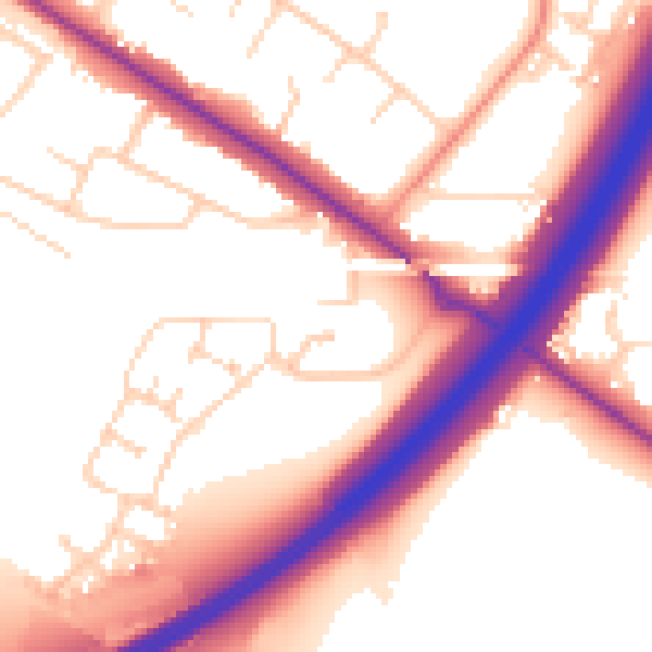 Daytime road noise heatmap for DN4 7FA