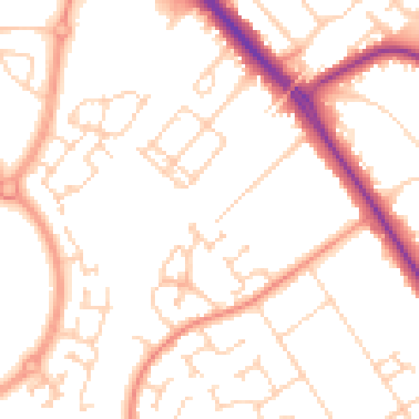 Daytime road noise heatmap for DN4 7FD