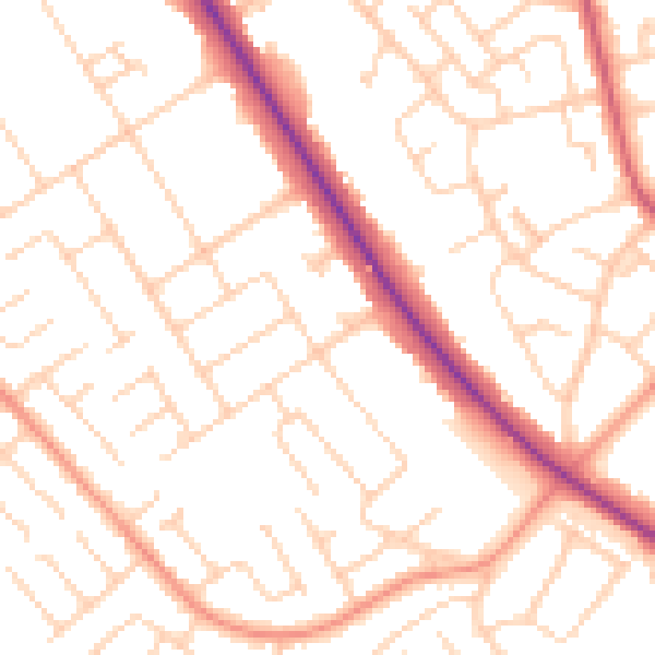 Daytime road noise heatmap for DN4 7HB