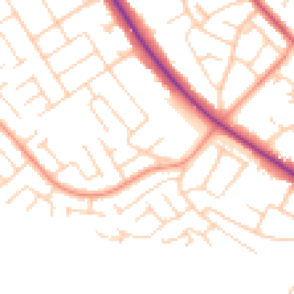 Daytime road noise heatmap for DN4 7HN