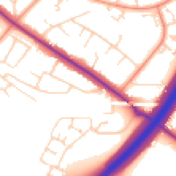 Daytime road noise heatmap for DN4 7JP