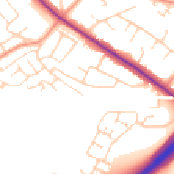 Daytime road noise heatmap for DN4 7JY