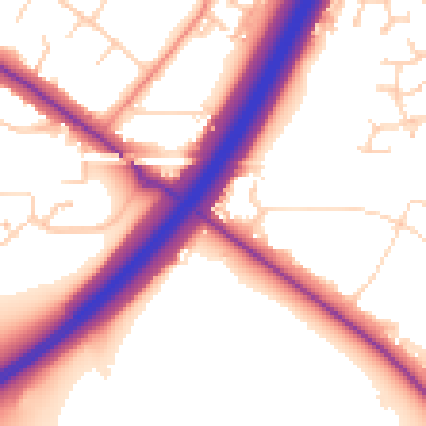 Daytime road noise heatmap for DN4 7NA