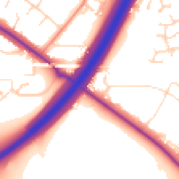 Daytime road noise heatmap for DN4 7NB