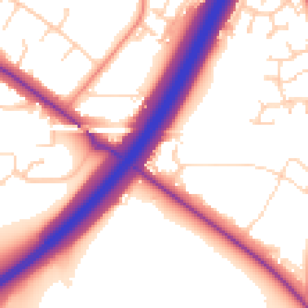 Daytime road noise heatmap for DN4 7ND