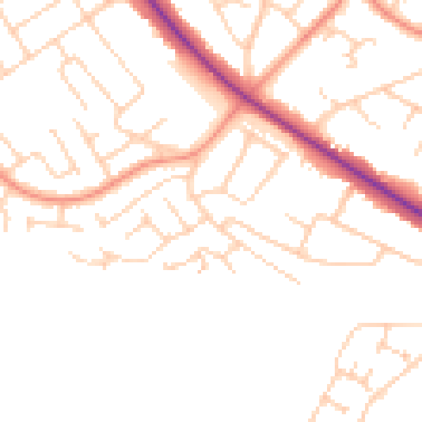 Daytime road noise heatmap for DN4 7PQ